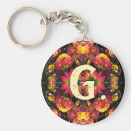 Schlüsselanhänger von Gelb und Rosa Dahlien mit Mo