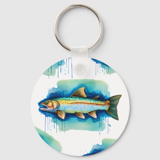 Schlüsselanhänger - Wasserfarbenserie: Forellen/La (Vorderseite)