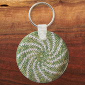 Schlüsselanhänger - Weiße Spirale auf Grün (Vorderseite)