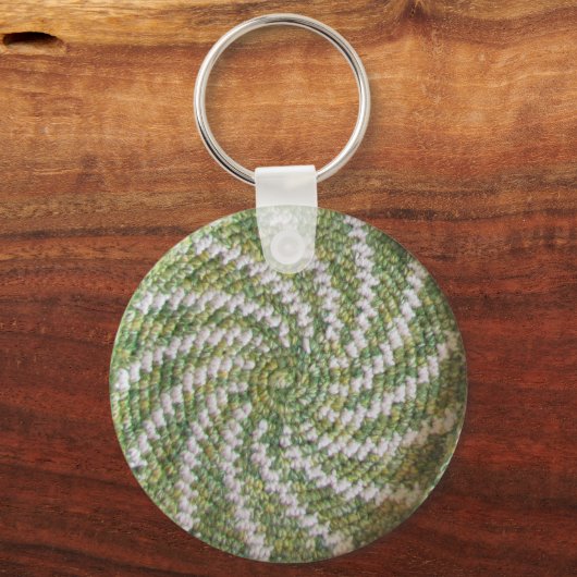 Schlüsselanhänger - Weiße Spirale auf Grün (Vorderseite)