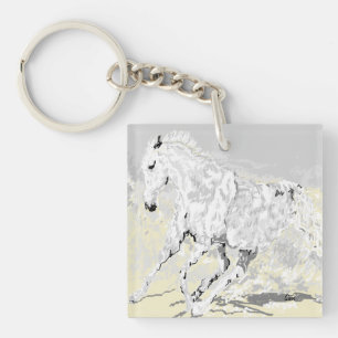 Schlüsselanhänger Weißer Stallion in Bewegung