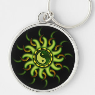 Schlüsselanhänger, Yin Yang Sun, Goldgrün Schlüsselanhänger