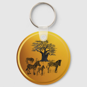 Schlüsselanhänger Zebra und Baobab Tree