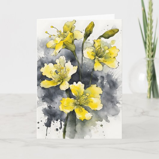 Schlüsselblume - Aquarellblumen Karte (Vorderseite)