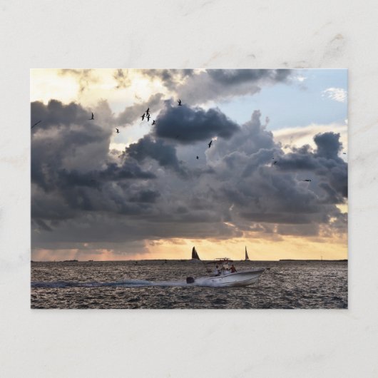 Schlüsselfischen im Westen bei Sonnenuntergang Postkarte (Vorderseite)