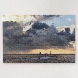 Schlüsselfischen im Westen bei Sonnenuntergang Puzzle