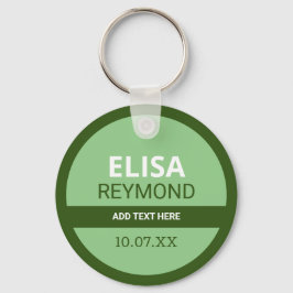 Schlüsselhalter mit Namen und Datum grün Schlüsselanhänger