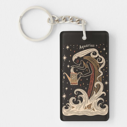 Schlüsselkette Aquarius Celestial Zodiac Art Schlüsselanhänger (Vorderseite)