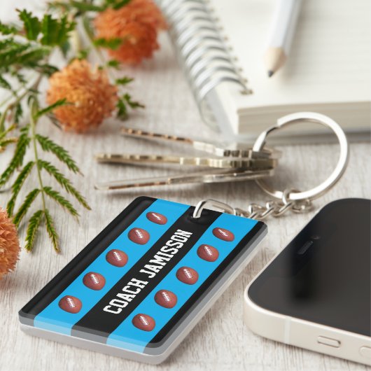 Schlüsselkette, Blau & Schwarz für Fußball-Trainer Schlüsselanhänger (Vorderseite rechts)