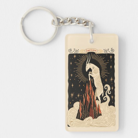 Schlüsselkette Capricorn Celestial Zodiac Art Schlüsselanhänger (Vorderseite)