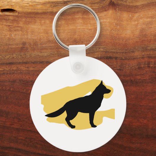 Schlüsselkette der deutschen Shephard-Silhouette Schlüsselanhänger (Vorderseite)