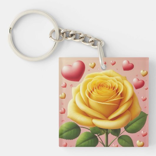 Schlüsselkette der Gelben Rose Schlüsselanhänger (Vorderseite)