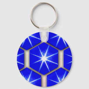 Schlüsselkette Fob mit blauen Hexagonen und Schlüsselanhänger