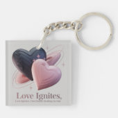 Schlüsselkette für rosa und schwarzes Herz Schlüsselanhänger (Rückseite)