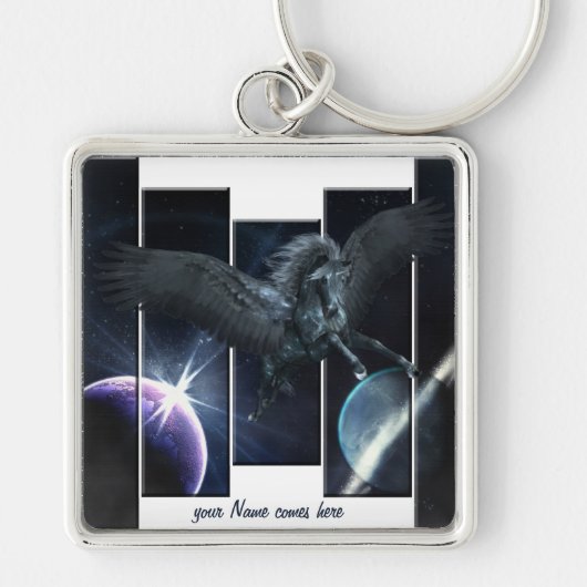 Schlüsselkette für schwarze Pegasus Schlüsselanhänger (Vorne)