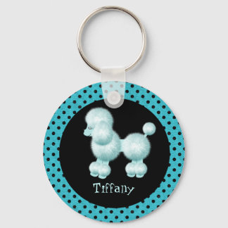 Schlüsselkette für Türkis und Schwarzes Poodle Schlüsselanhänger