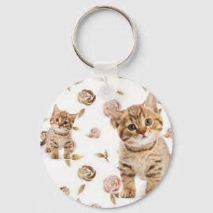 Schlüsselkette Kitten Cat Floral Schlüsselanhänger