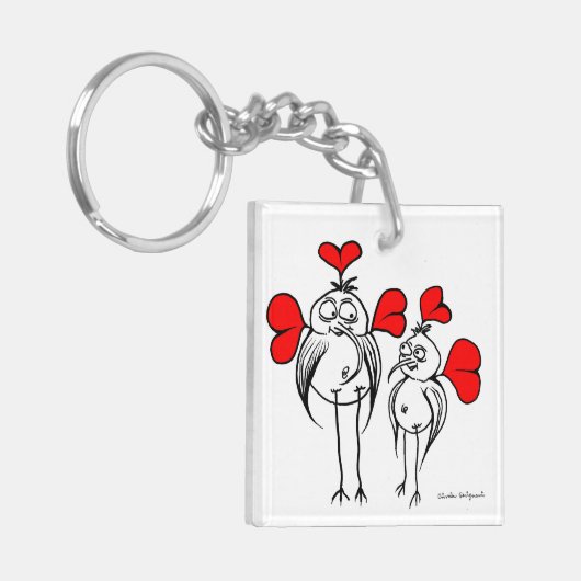 Schlüsselkette mit Cartoon: zwei abstrakte lustige Schlüsselanhänger (Vorderseite links)