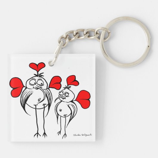 Schlüsselkette mit Cartoon: zwei abstrakte lustige Schlüsselanhänger (Rückseite)