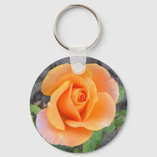 Schlüsselkette mit orangefarbener Rose Schlüsselanhänger