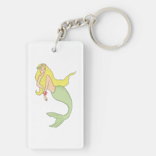 Schlüsselkette mit Retro-Zeichn einer Meerjungfrau Schlüsselanhänger (Rückseite)