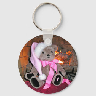 Schlüsselkette Teddy Bear Pink Weihnachtsmannmütze Schlüsselanhänger