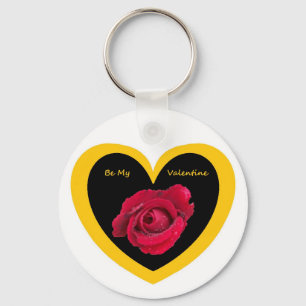 Schlüsselketten-Rose auf Herz-Schwarz-Gelb, Be My Schlüsselanhänger