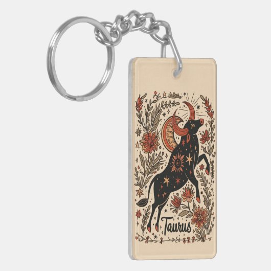 Schlüsselketten Taurus Celestial Zodiac Art Schlüsselanhänger (Vorderseite links)