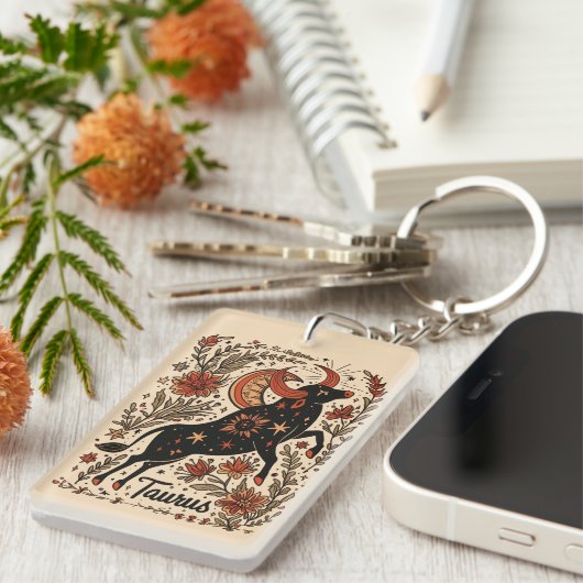 Schlüsselketten Taurus Celestial Zodiac Art Schlüsselanhänger (Vorderseite rechts)