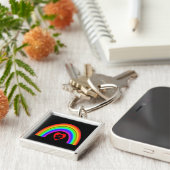 Schlüsselkettenherz mit Paw unter einem Regenbogen Schlüsselanhänger (Seite)