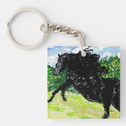 Schlüsselkettenschwarzer Hengst Schlüsselanhänger (Vorderseite)