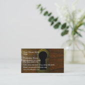 Schlüsselloch in einer Holztür Visitenkarte (Stehend Vorderseite)