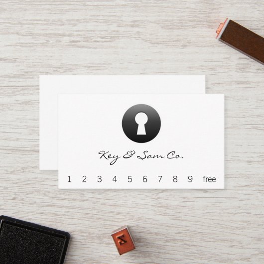 Schlüsselloch-Knopf Treuekarte (Vorderseite/Rückseite Beispiel)