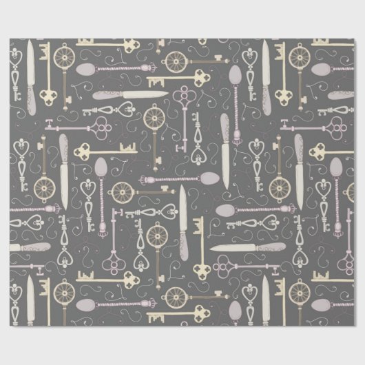 Schlüsselmuster im Steampunkstil Geschenkpapier (Flach)