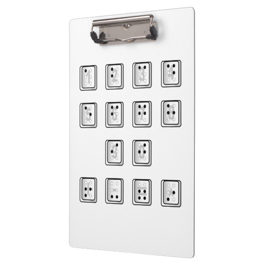 Schlüsselnummern des Braille-Computers Klemmbrett (Links)