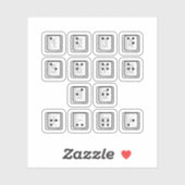 Schlüsselnummern für Braille-Computer Aufkleber (Blatt)