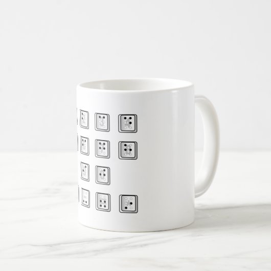 Schlüsselnummern für Braille-Computer Kaffeetasse (VorderseiteRechts)