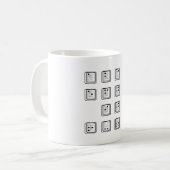 Schlüsselnummern für Braille-Computer Kaffeetasse (Vorderseite Links)