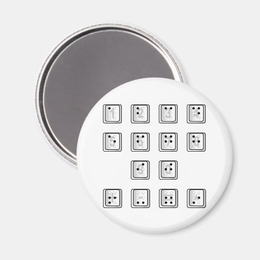 Schlüsselnummern für Braille-Computer Magnet (Vorderseite/Rückseite)