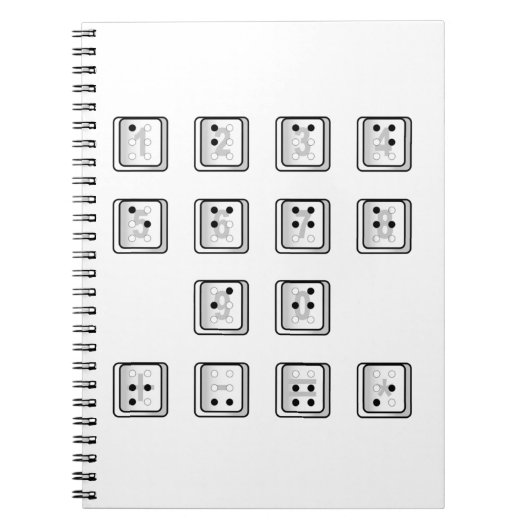 Schlüsselnummern für Braille-Computer Notizblock (Vorderseite)