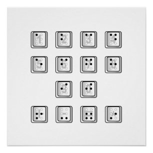 Schlüsselnummern für Braille-Computer Poster