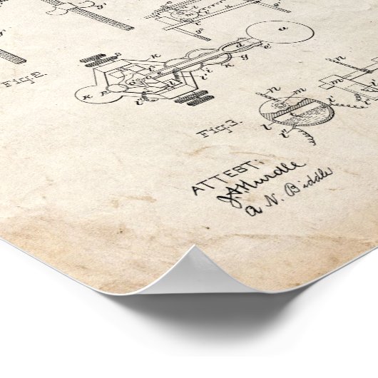 Schlüsselpatent für den elektrischen Telegrafen - Poster (Ecke)