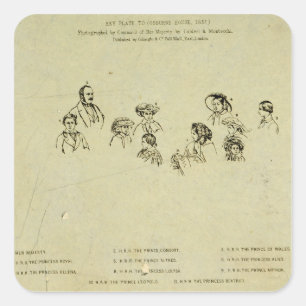 Schlüsselplatte zum Porträt der Königsfamilie b Quadratischer Aufkleber