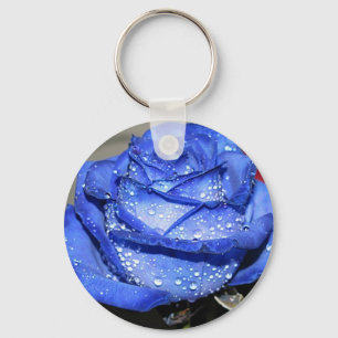 Schlüsselring, blaue Rose Schlüsselanhänger