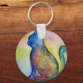 Schlüsselring für die Wasserfarbe Katze Schlüsselanhänger (Vorderseite)