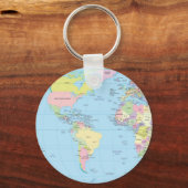 Schlüsselring mit Weltkarte Schlüsselanhänger (Vorderseite)