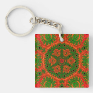 Schlüsselring Orange und grünes Kaleidoskop