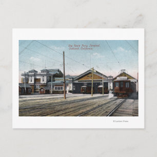 Schlüsselroute Fährterminal und Eisenbahn Postkarte