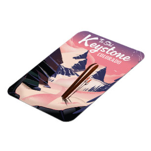 Schlüsselstein zum Skifahren Magnet