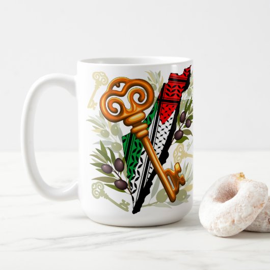 Schlüsselzeichen des Rückkehrrechts Palästinas Kaffeetasse (Mit Donut)